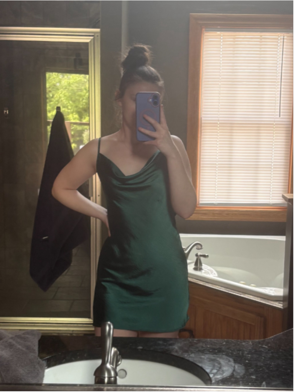 Green Cowl Neck Satin Dress from Motel XS